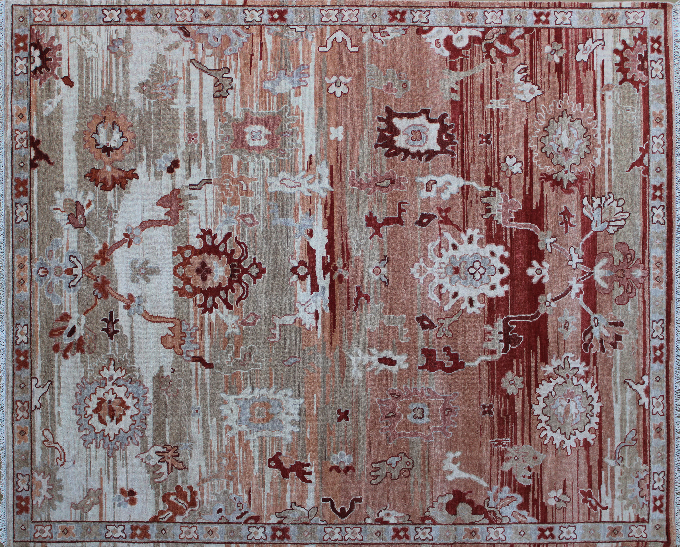 Oushak Rust Classic Wool Rug 8ft x 10ft - Handknotted Carpet Manufacturer Mirzapur